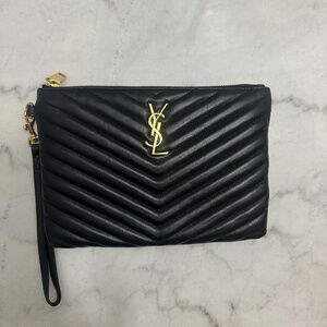 YSL Monogram Small Pouch in Smooth Leather